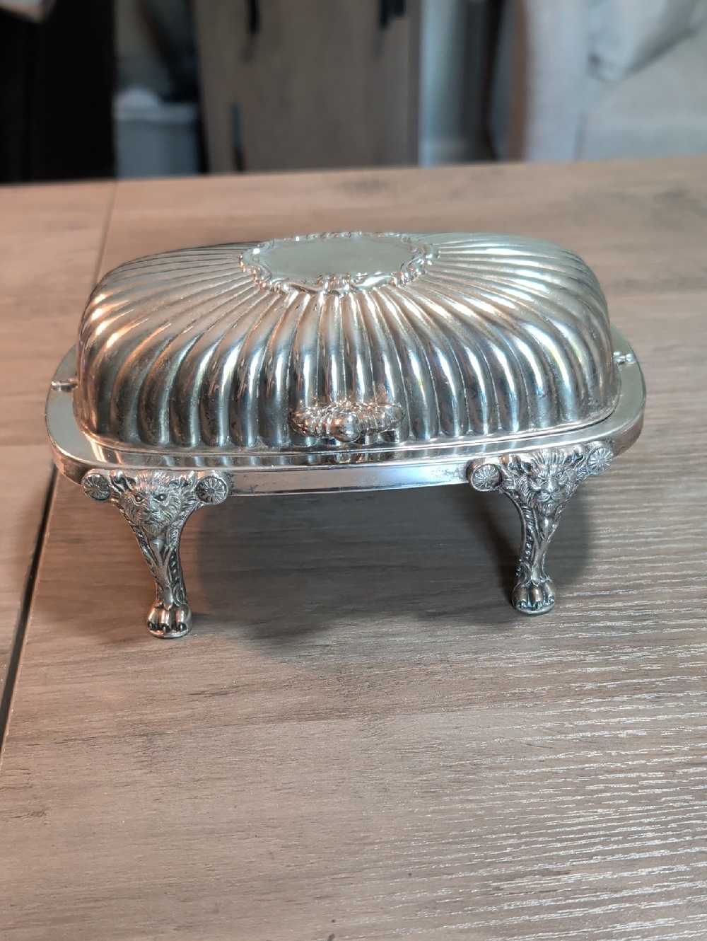 Antique Silver Plated Hinged Butter Dish
